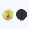 Detail of a 25mm round glass magnet featuring a cute fox illustration and magnetic back - Fox Style (JY003526-7)