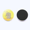 Round 25mm magnetic glass fridge magnet with cute yellow cartoon elephant design - Elephant Style (JY003526-14)