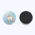 Detail showing the cartoon unicorn glass dome and the strong black magnetic back of the magnet - Unicorn Style (JY003526-16)