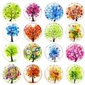 Set de 16 imanes de nevera Árbol de la Vida en cristal con diseños artísticos redondos 25mm - Estilo Árbol de la Vida de 16 Piezas (JY004306-1)