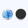 Magnets de frigo en verre Arbre de Vie 30mm avec motif d'arbre bleu sur fond blanc - Style Arbre de Neige Bleue (JY003536-3)
