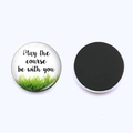25mm glass golf fridge magnet set with 'May the course be with you' quote on white background - May the course be with you (JY003561-5)
