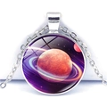 Dettaglio della collana galassia con pianeta viola e catenina a O in argento lucido - Stile Pianeta Galassia Viola (JY003665-8)
