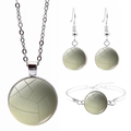 Detailed four-piece volleyball jewelry set featuring necklace, earrings, and bracelet - Light Beige (JY003876-12)
