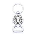 Macro view of lion head illustration on metal bottle opener keychain pendant - Fine Sketch Lion Style (JY003703-11)
