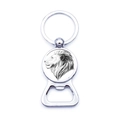 Polished silver lion head bottle opener keychain with a durable metal ring - Mirror Polished Lion Style (JY003703-12)