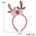 Cerchietto con corna di renna rosa in peluche con paillettes e pompon per festa Natale - Stile Corna di Renna Rosso Rosa