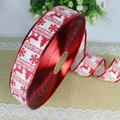 Nastro natalizio di 2 metri con stampe di renne e fiocchi di neve rossi - 2m Tessuto Bianco Bordo Rosso Nastro