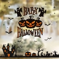 Halloween window decals with Happy Halloween text, pumpkins, ghosts and haunted castle - Angry Pumpkin Zombie Silhouette (HY-W003)