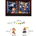 Halloween static window clings set featuring pumpkin girl and ghost with dimensions - Pumpkin Girl Wizard Boy Bunting Set (HL-WSTZ19-020)