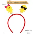Paas hoofdband met rode band en gele kuikentjes op veren met schattige accessoires - Eén maat / Strik Kuiken en Zonnebril Kuiken