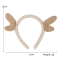 Beige plush reindeer antler headband for Christmas party decor 21cm x 15cm size - Camel
