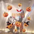 Halloween static pumpkin window stickers with Happy Halloween Trick or Treat lettering - Funny Pumpkin Expressions Set (HL-JDT16-006)