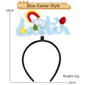 Blauwe Paas hoofdband met vilten konijnenoren en kleurrijke eieren voor feesten - Eén maat / Blauwe Pasen