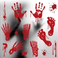Halloween bloody handprint and footprint static stickers for window glass decoration - Horror Blood Handprint Footprint Decor (HY-W013)