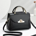 Elegante borsa a tracolla in pelle PU nera con manico in metallo dorato e design Macaron - L23 P11 A16 / Nero