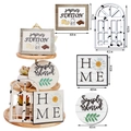 Juego de 4 adornos de madera para bandejas de varios niveles para Navidad y Acción de Gracias - Tema de Ventana