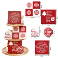 Set decorativo de madera roja y blanca para bandeja de Navidad con signos y casitas - Estilo de Navidad