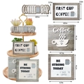 Juego de letreros de madera para bandeja escalonada con tema de café y dimensiones - Hora Del Café