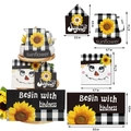 Set decorativo de girasoles para bandeja escalonada con carteles de madera y cuadros rústicos - Girasol