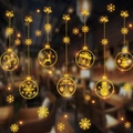 Glittery gold Christmas window stickers featuring reindeer and snowflake ornaments - Christmas Element Bauble Combination Style (HYS-307)