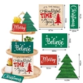 Juego de 5 carteles de madera para bandeja escalonada con letras festivas navideñas - Árbol de Navidad