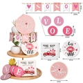 Decoración de bandeja de San Valentín con carteles Love y banner XOXO medidas - Tema Corazón XOXO