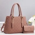 Sac fourre-tout classique rose poudré et portefeuille assorti avec motif à carreaux - Rose Poudré