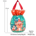 Sacchetto regalo di Natale in velluto con stampa di renne e dimensioni 27x12 cm - Stile Renna Verde (HL Christmas Candy Bag 06)