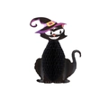 Halloween black cat honeycomb decoration with purple wizard hat for spooky parties - Black Cat (Witch Hat) / Big Cat Single-sided Honeycomb