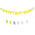 Felt daisy Happy Birthday banner with colorful rabbit hanging ornaments for party decor - Colorful Rabbit Style (B款)
