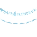 Blue shark themed happy birthday banner set for ocean party wall decoration - Ocean Shark Theme Style (C款)