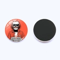 Detail of 25mm round skull glass magnet with HELL YEAH graphic and magnetic back - Plaid Shirt Skull Style (JY003996-5)