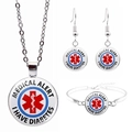 Parure bijoux d'alerte médicale 3 pièces avec message Diabète et logo Étoile de la Vie - Medical Alert I Have Diabetes(JY003786-5)