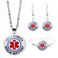 Détail de parure médicale diabète type 1 comprenant collier, boucles d'oreilles et bracelet - Type 1 Diabetic Insulin Dependent(JY003786-9)