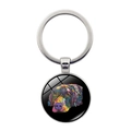 Portachiavi Labrador artistico con motivo cane neon e ciondolo a cabochon in vetro - Argento