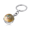 Detailed macro view of the silver globe keychain showing the world map and metal texture - Light Blue Oceania Map Style (JY004125-2)