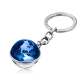 Porte-clés globe créatif avec pendentif mappemonde en verre bleu et anneau en métal argenté - Style de Latitude Longitude Transparent Bleu (JY004125-12)