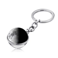 Close-up of crescent moon glass ball pendant with polished silver keychain and shadow - Quarter Moon Texture (JY004111-2)