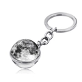 Detailed view of moon surface texture under a double-sided glass orb keychain pendant - Half Moon Light and Shadow (JY004111-4)