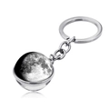 Macro view of silver moon pendant keychain showing detailed lunar texture and metallic finish - Lunar Surface Shadows (JY004111-5)