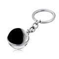 Polished silver moon phase keychain with double-sided glass moon pendant orb - First Quarter Moon Phase (JY004111-7)