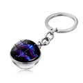 Detailed macro view of Sagittarius glass orb keychain with silver metal finish - Sagittarius (JY004114-9)