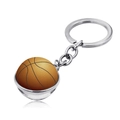 Detailed view of basketball keychain with realistic leather texture and polished metal ring - Jy004120-7
