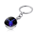 Detail of Capricorn glass orb keychain with silver metal ring and starry purple galaxy pattern - Capricorn (JY004114-10)