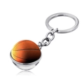 Detailed macro view of the silver metal keychain with an orange basketball pattern - Jy004120-8