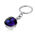 Close-up of Aquarius zodiac keychain with double-sided glass orb and silver metal ring - Jy004114-11