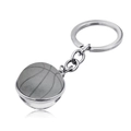 Detailed close-up of a metallic basketball keychain with polished stainless steel texture - Jy004120-11