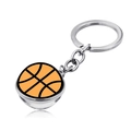 Classic orange basketball keychain with silver metal ring and chain for car keys - Exquisite Basketball Style (JY004120-12)