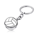 Détail du pendentif cabochon en verre de volleyball avec porte-clés en métal argenté - Style Volleyball Noir Et Blanc (JY004121-3)